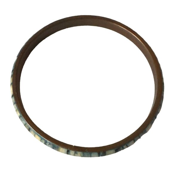 Boho Chic Inlay Bracelet Bangle Coastal Inspired Blue White Vintage Charm - Picture 4 of 6